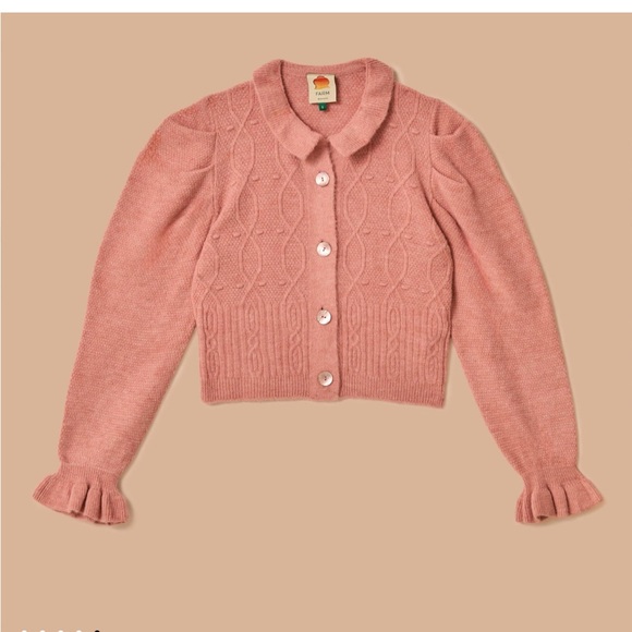 Farm Rio Pink Ruffle Knit Cardigan - Picture 2 of 4